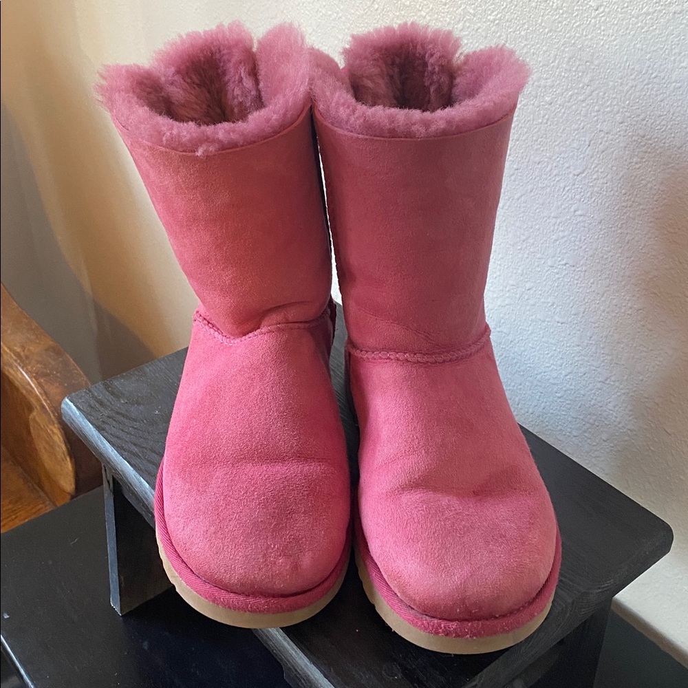 UGG Bailey Bow II Pink Winter Boots Size 7 - Picture 2 of 11